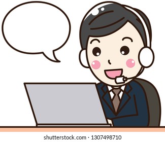 Office gentleman is working and telling with costomer about product and service by feeling soft, He has the information everything about costomer wanted. This can use for advertising, call-center work