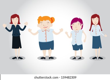 Office Girl Characters . Vector EPS10