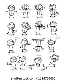 Office Girl - Collection of Drawing Concepts Vector illustrations
