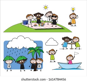 Office Girl - Set of Different Concepts Vector illustrations
