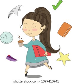 
Office girl. Working day in the office, working affairs