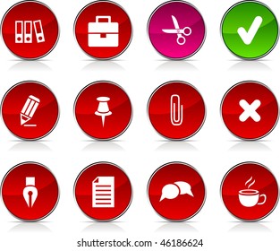 Iconos brillantes de Office. Botones vectores.