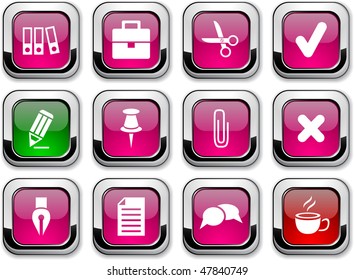 Iconos brillantes de Office. Botones vectores.