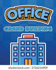 Gran edificio de oficinas efecto de texto editable con estilo moderno y simple