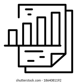 Icono de informe gráfico de Office. Icono de vector de informe de gráfico de oficina de esquema para diseño web aislado en fondo blanco