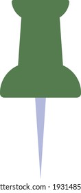Office green pin, illustration, vector on white background.