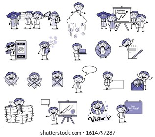 Office Guy - Set of Retro Concepts Vector illustrations