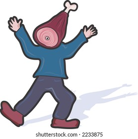 Office Ham is a character illustration of a goofy ham person dancing.
