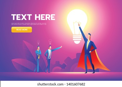 Office Hero Admired By Colleagues For Courage, Ideal Manager In Superhero Cloak Boasting. Vector Flat Style Cartoon Illustration
