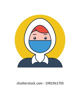 office hijab woman mask icon, adhere to health protocol