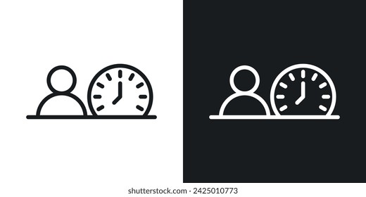 Office Hours Icon Designed in a Line Style on White background.