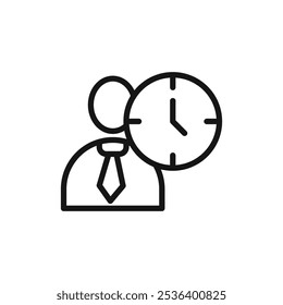 Office hours icon Flat art illustration in outline