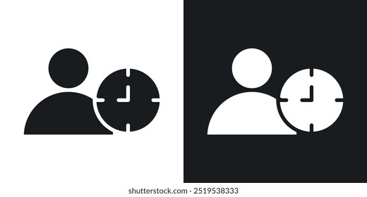 Office hours icon icons in black and white filled style