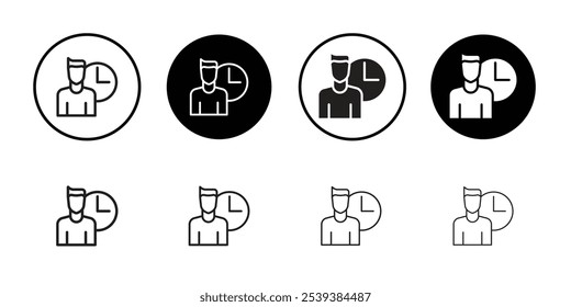 Vector de esquema de icono de horas de oficina para Web ui