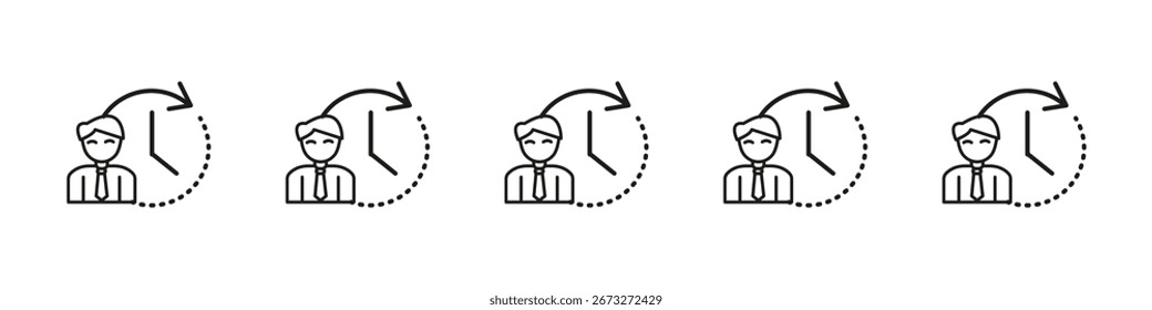 Icono de horas de oficina Vector esquema conjunto ilustración signo