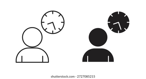 Office hours icons set. Simple line vector illustration