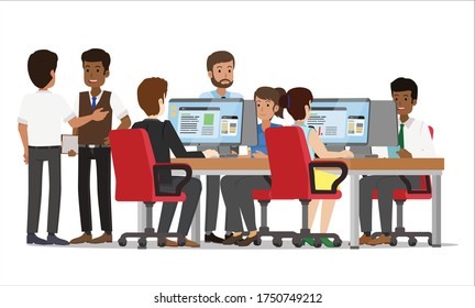 Office hours Illustration vector with different team members, employees and members