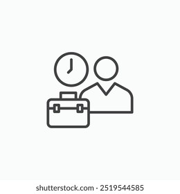 Ícone de linha fina para horário comercial isolado