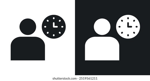 Office hoursline vector icon set in solid and outline style.