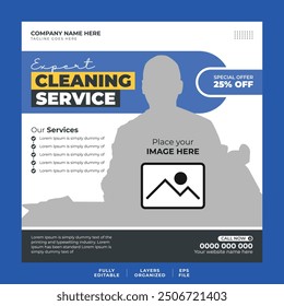 office and house Cleaning service social media post or Instagram post template design