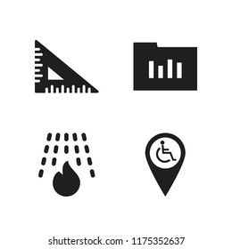 office icon. 4 office vector icons set. disabled pin, fire extinguisher and folder icons for web and design about office theme