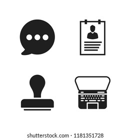 office icon. 4 office vector icons set. macbook, application form and chat icons for web and design about office theme