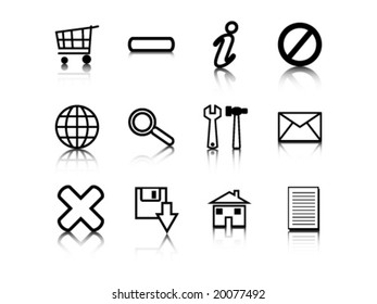 ilustración del vector de contorno negro de icono de oficina