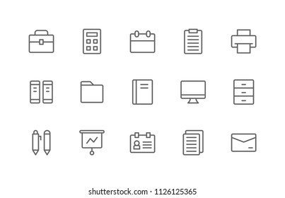 Office Icon Design Vector Symbol Briefcase Calendar Document Folder Drawer Presentation Job