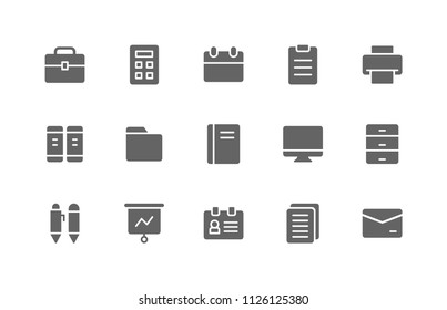 Office Icon Design Vector Symbol Briefcase Calendar Document Folder Drawer Presentation Job