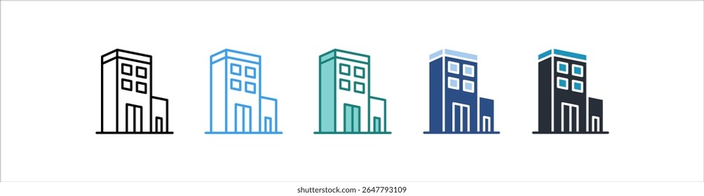 Icono de la oficina en diverso Vector del estilo