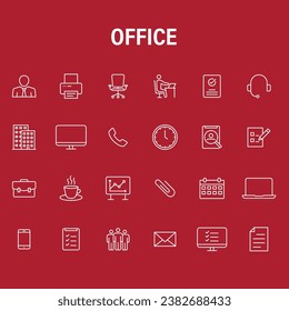 Office Icon Document Chair Line  