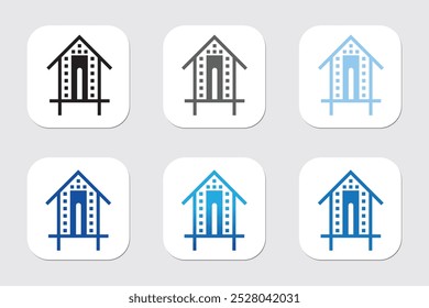Office icon or logo illustration outline black style Buildings icon vector