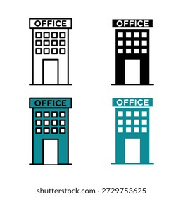 Icono de oficina en esquema y estilo sólido. Símbolo de Vector mínimo para el lugar de trabajo, la empresa, el entorno corporativo, el edificio de negocios y el uso profesional de la oficina en el diseño de Web, App e interfaz de usuario.