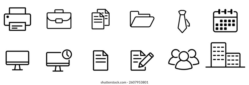 office icon outline work paper business bundle