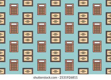 Office icon seamless pattern background. Seamless pattern background with office icon element asset