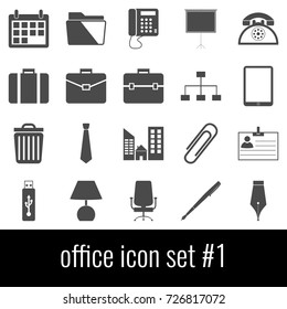 Office. Icon set 1. Gray icons on white background.