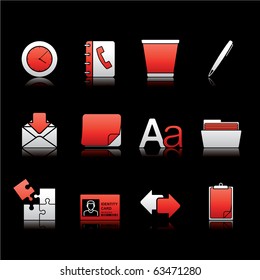 Office icon set 12 - White and Red Series.  Vector EPS 8 format, easy to edit.