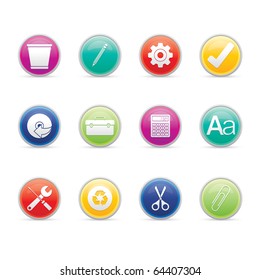 Office icon set 14 Ã¢Â?Â? Colored Buttons Series.  Vector EPS 8 format, easy to edit.