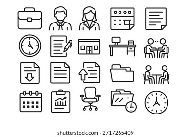 Conjunto de iconos de Office 20 documentos de consultoría
