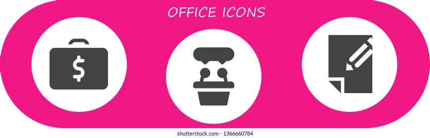 office icon set. 3 filled office icons.  Simple modern icons about  - Briefcase, Presentation, Paper