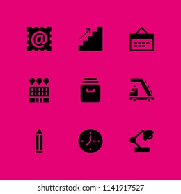 office icon set. at, pencil and building vector icon for graphic design and web
