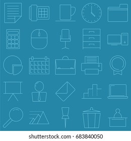 Office Icon Set Blue Background