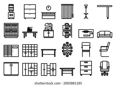 Office Icon Set. Bold outline design with editable stroke width. Vector Illustration.