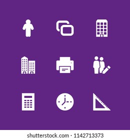 office icon set. building, rule and copy vector icon for graphic design and web