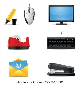 conjunto de iconos de oficina - herramientas de negocio
