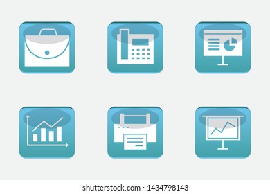 Office icon set as Buttons vector illustration