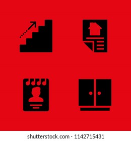 office icon set. cabinet, agenda and mortgage vector icon for graphic design and web