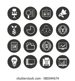 office icon set in circle buttons