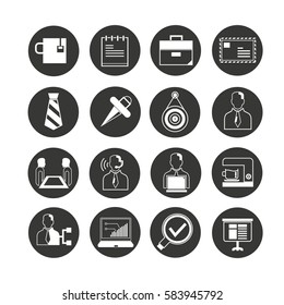 office icon set in circle buttons