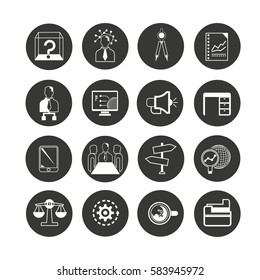 office icon set in circle buttons